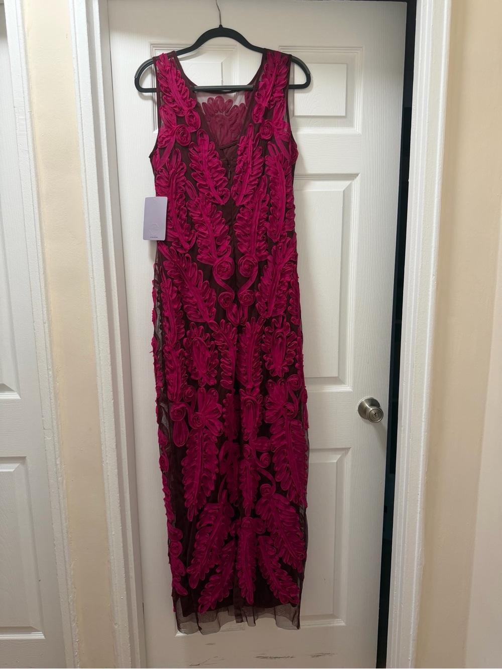 JS Collections Fuchsia Embroidered Maxi Dress